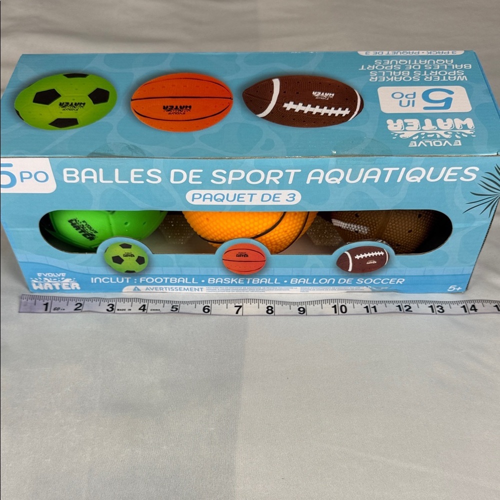Evolve Water 3-pack 5" Soaker Sports Balls Kids: Football, Soccer, Basketball - Picture 7 of 9
